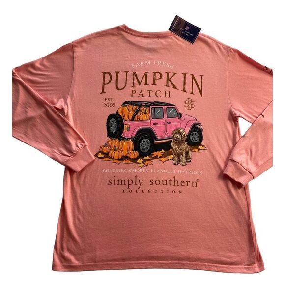 Simply Southern Women’s SMALL Farm Fresh Pumpkin Patch Long Sleeve Top - Picture 1 of 10